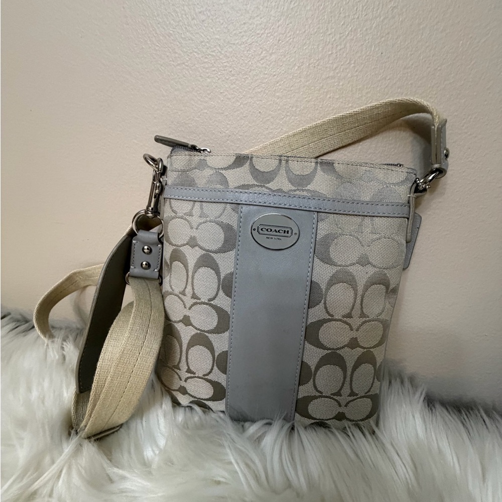 Coach Gray and Tan Crossbody Bag